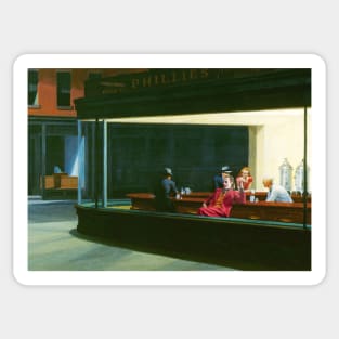 Edward Hopper Nighthawks featuring Famous Villain Sticker